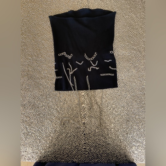 VINTAGE ICEBERG very rare silver chain black tube  knit TOP - Picture 8 of 15